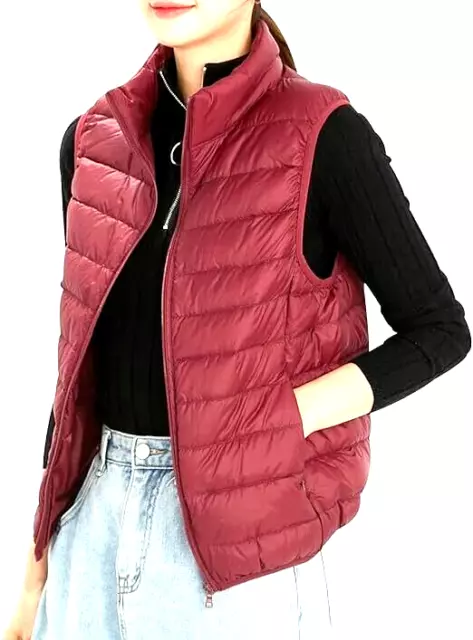 Uniqlo  duck down filled puffer vest, sz. 12/M  rich burgundy