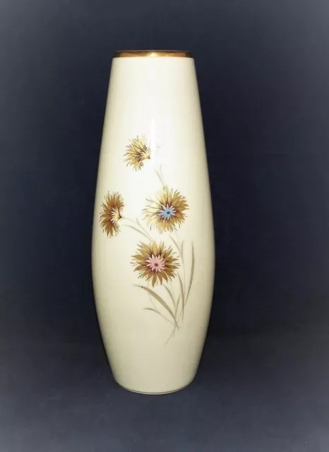 Blumenvase, Tischvase H 31 cm von Lindner Dekor Goldnelke echt Poliergold