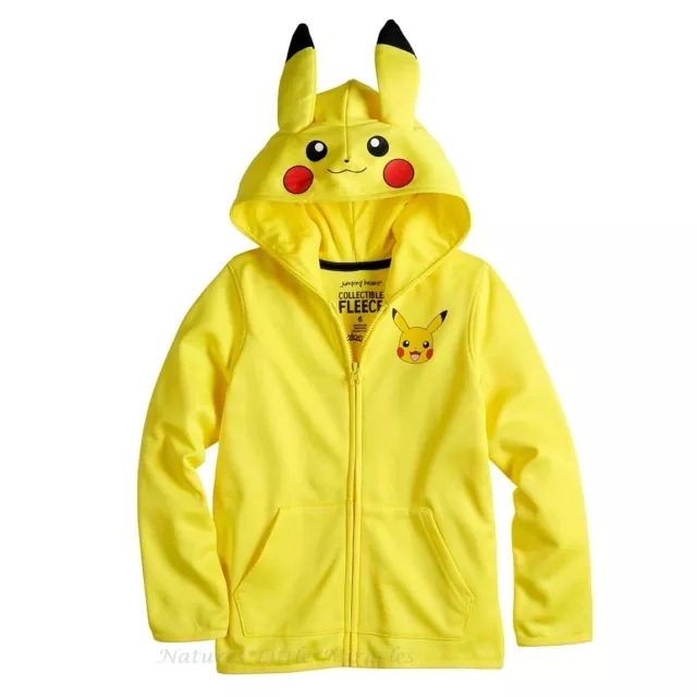 Pokemon Size 4-12 Hoodie Jacket Boy Costume Halloween Pikachu Zip Front Girl NWT