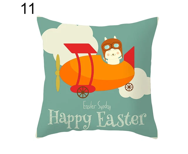 Easter Cartoon Rabbit Bicyle Throw Pillow Cover Case Cushion Home Sofa Car De...