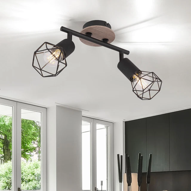 LOT DE 2 Plafonnier LED Moderne - Lustre en Bois Rond 30cm Rose