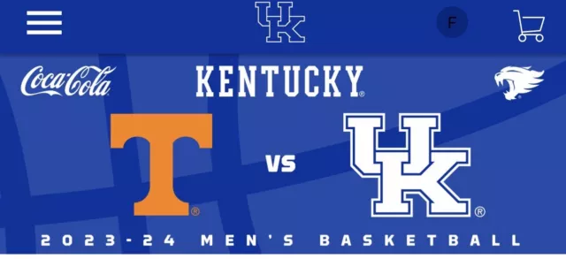 Kentucky MBB vs Tennessee  2 Tickets