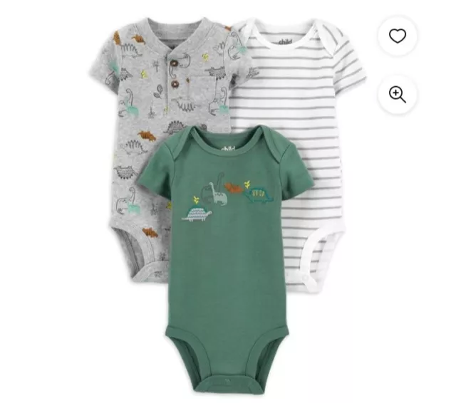 Carters Child Of Mine Boy Baby Short Sleeve Bodysuit 3-6 mo 3 Pack NWT