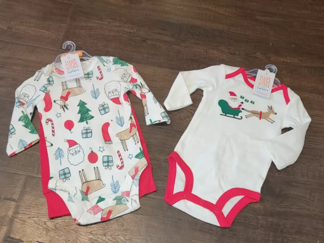 Carters Just One You Boy Gir Sz NB 3 Mos Bodysuit Pants Set NWT Christmas Outfit