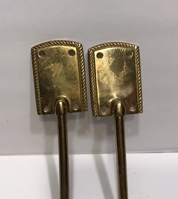 Set Of 2 Vintage Brass Curtain Drapery Tie Backs Pull Backs Ribbon 3
