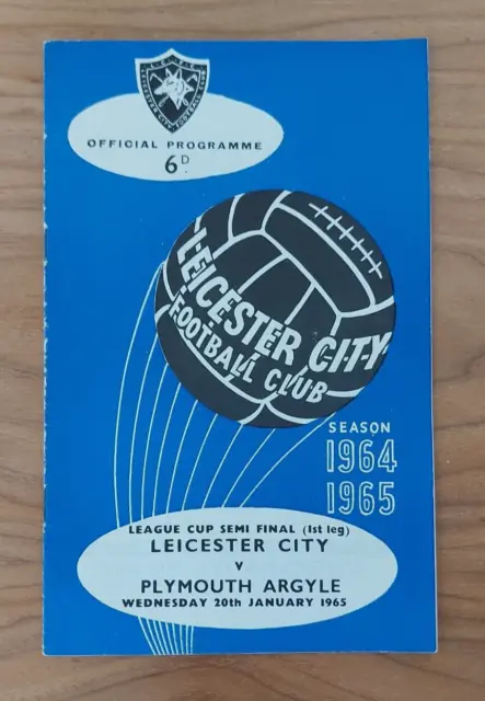 1965 - Leicester City v Plymouth Argyle, League Cup Semi-Final Match Programme