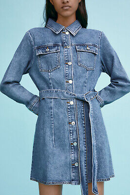 Personaggio betontes Zara jeans abito denim Boho BLOGGER Tg. S nuovo con etichetta!!! TOP!!!