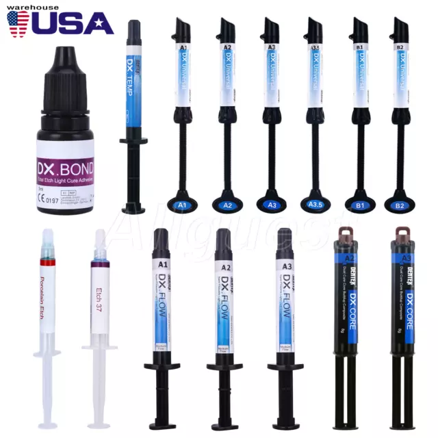 DENTEX Dental Universal Light Cure Composite Resin/Etching Gel/Bonding Adhesive