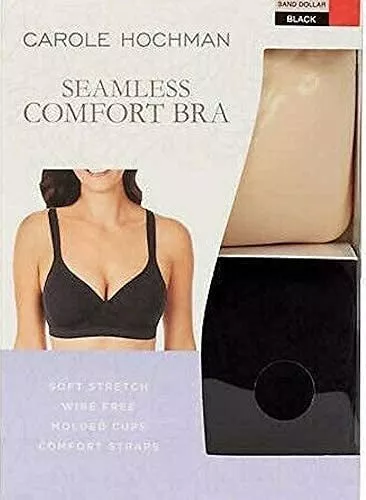 WOMENS CAROLE HOCHMAN 2 Pack Seamless Comfort Bra Bras Black Tan XL £12.65  - PicClick UK