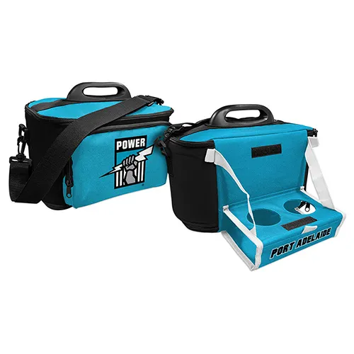 Adelaide Port Power AFL Lunch Cooler Bag With Drink Tray Table Insulated