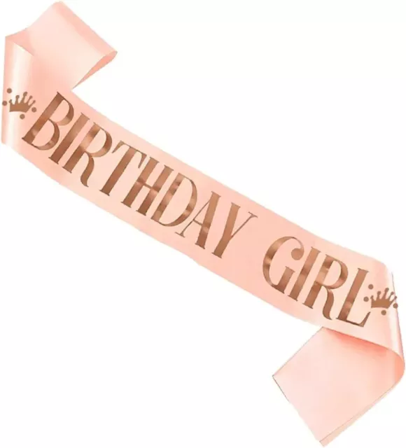 Birthday Girl Sash, Rose Gold Birthday Sash Birthday Satin Sash for Woman Girls