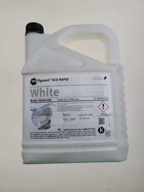 4 Liter Water Pigment  Ink Neo Kornit Digital pack White yellow 2 black