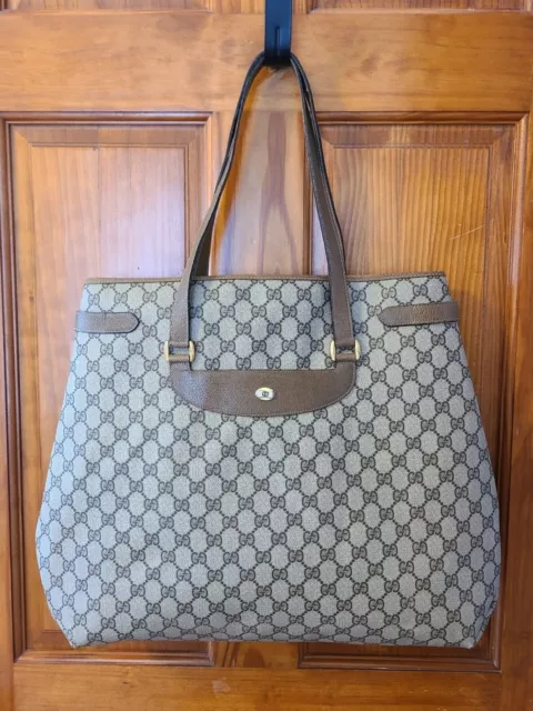 Gucci Signature GG Supreme Brown Monogram Canvas Tote Shoulder Bag