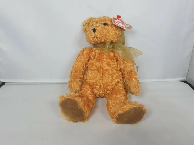 BNWT 2002 Ty Beanie Babies - Teddy The Brown Curly Bear - Soft Plush Toy Stuffed