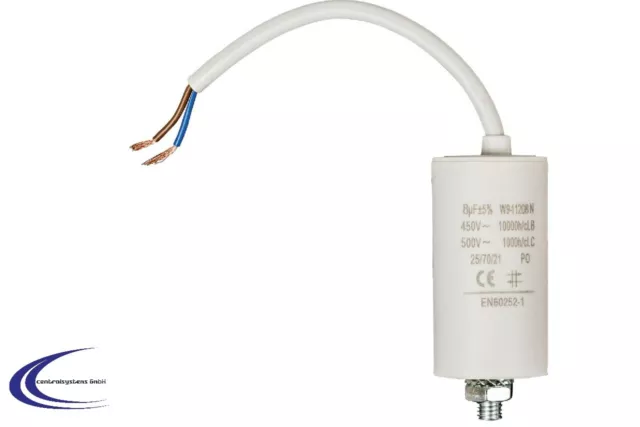 Motorkondensator Anlaufkondensator 8 uF - 450V 400 V~ Kondensator 8 µF mit Kabel