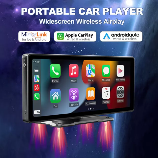 9" Portable Wireless Apple Carplay Android auto Car Stereo Radio FM Bluetooth 3