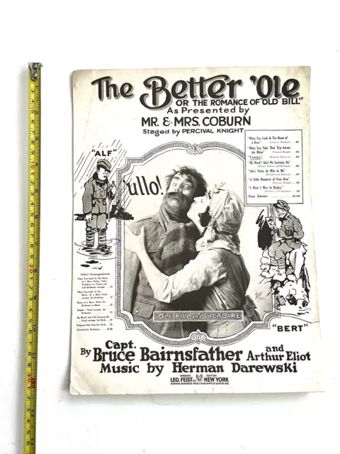 Antique WW1 Era Sheet Music “The Better ‘Ole” Or The Romance Of “Old Bill” 2