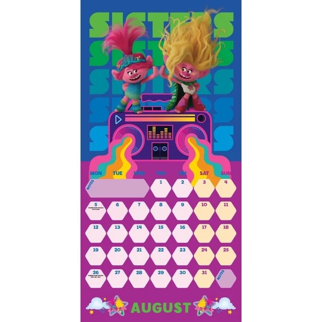 2025 CALENDAR TROLLS Band Together Square Wall Hanging Month to View