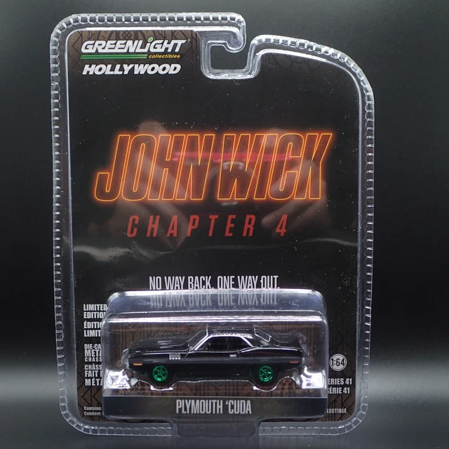 Voiture Miniature Greenlight 1:64 - Plymouth Cuda 1971 John Wick Chapitre 4 - Série Hollywood