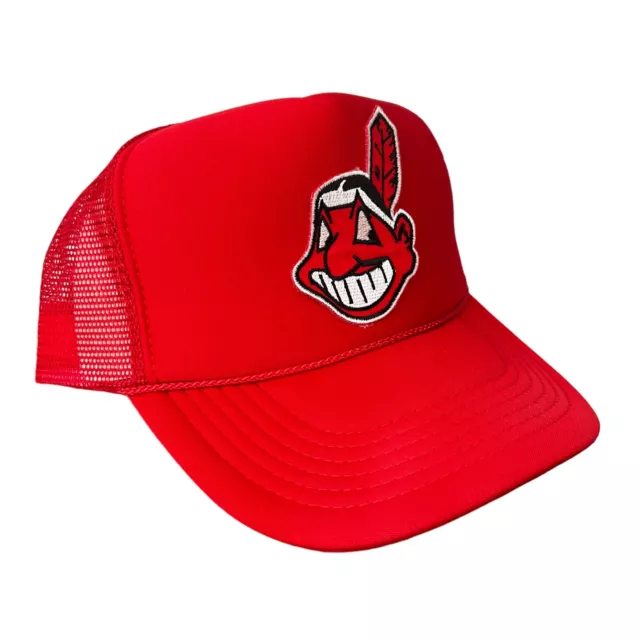 Cleveland Indians Chief Wahoo Hat 5 Panel High Crown Trucker Snapback Vintage