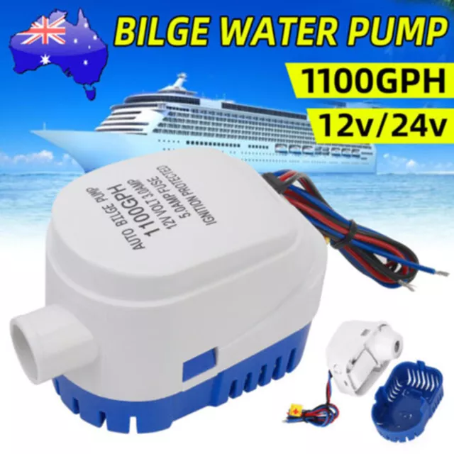 12V Boat Automatic Submersible Bilge Water Pump 1100GPH Auto with Float Switch