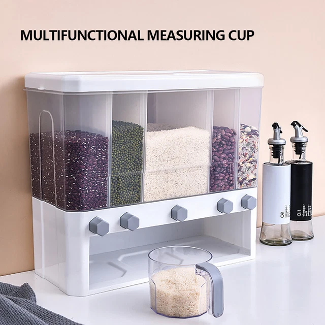 Kangten Müslispender 5-fach 10L - Transparenter Vorratsbehälter Für Küche