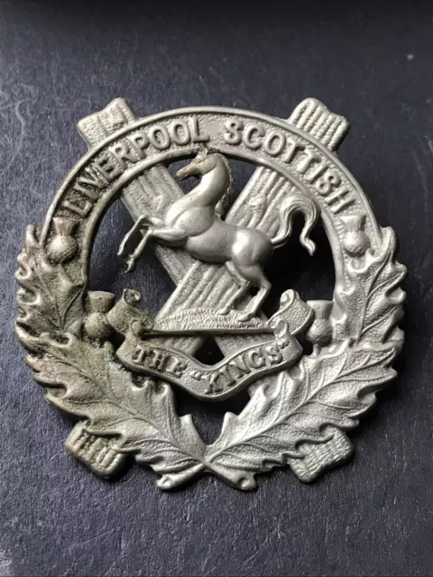 Liverpool Scottish-The Kings-Original British Army Cap Badge WW1