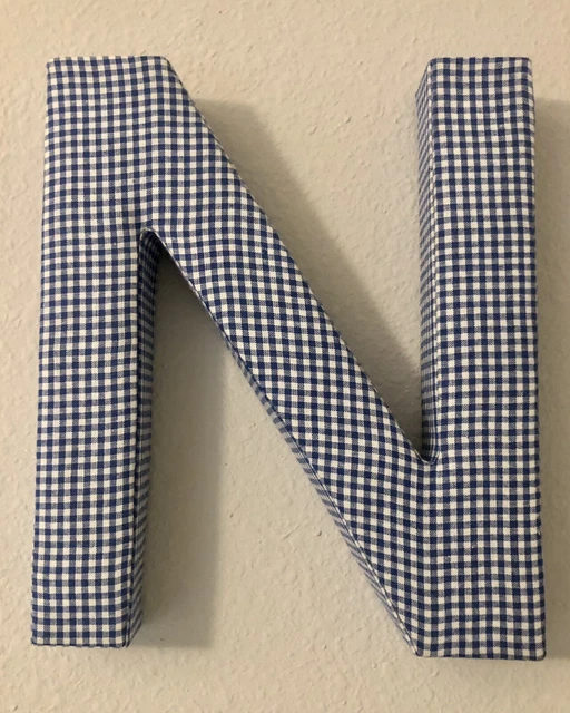 Fabric Covered Wall Letter - Blue Gingham - Letter N