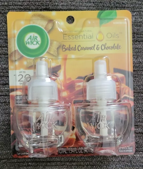 Air Wick Plug in Scented Oil, 5 Refills, Baked Caramel & Chocolate,  Essential Oils, Air Freshener