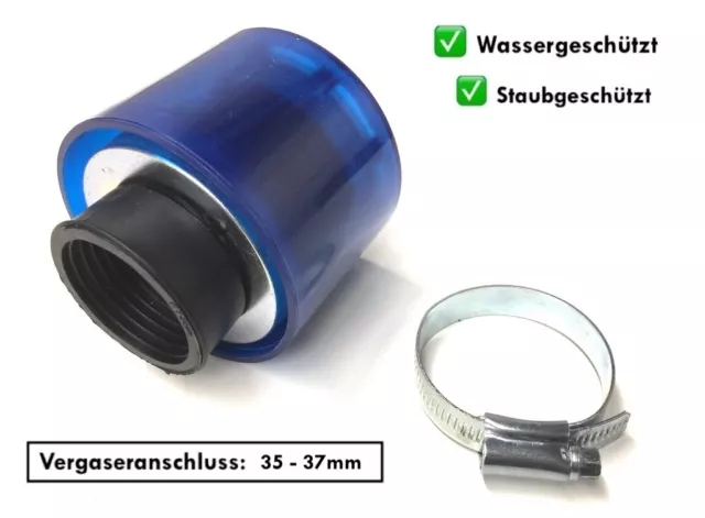 35mm Sport Luftfilter Blau Rund Staubgeschützt Wassergeschützt für Vergaser