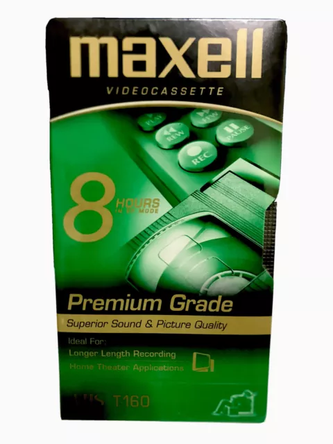 Maxwell Video Cassette VHS  T-160 Premium Grade 8 Hour  Sealed Blank Tape New