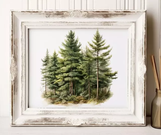 Pine Trees Wall Art Print, Forest Trees Wall Art Decor, Nature Home Decor