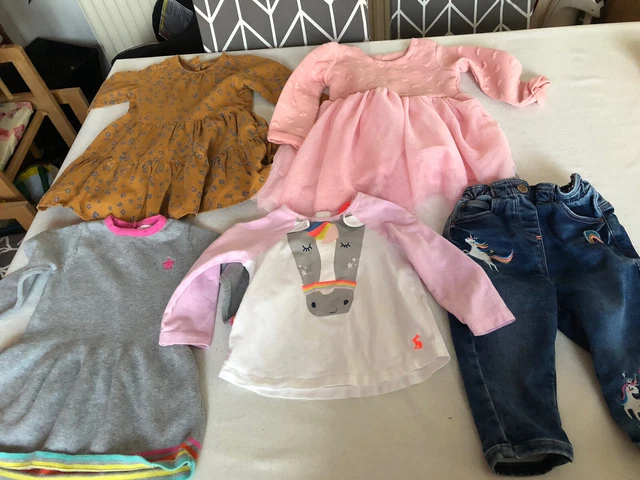 Pacchetto abiti per ragazze età 9-12 mesi PROSSIMI, M&S e Joules abito festa unicorno