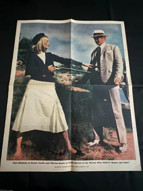 BONNIE AND CLYDE Sunday Comics Section Poster 1968  Faye Dunaway & Warren Beatty