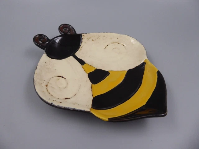 Plato Baratija De Cerámica Arte De Cerámica De Abeja Miel 7,5" De Largo