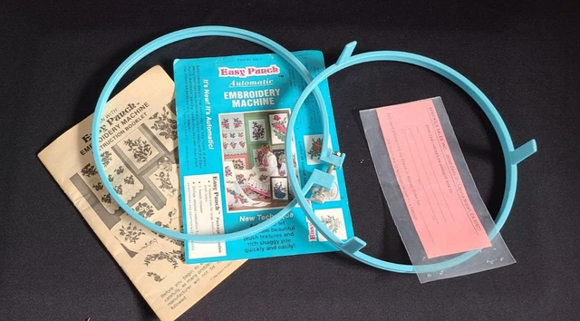 Máquina de bordar Easy Punch 1983 8" anillo original y folleto de instrucciones 8 in