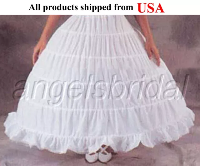 Top Quality Plus Size Cotton 5-Hoop Bridal Wedding Gown Petticoat Skirt Slip