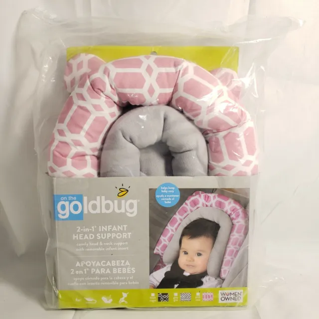 NEW Goldbug 2-in-1 Infant Baby Car Seat Head Support Pink White Gray *FREE SHIP*