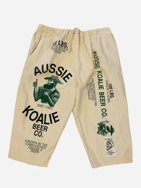 VTG Mens 34 Aussie Koalie Beer Co Raw Cotton Sack Hip Hop Drawstrings Shorts