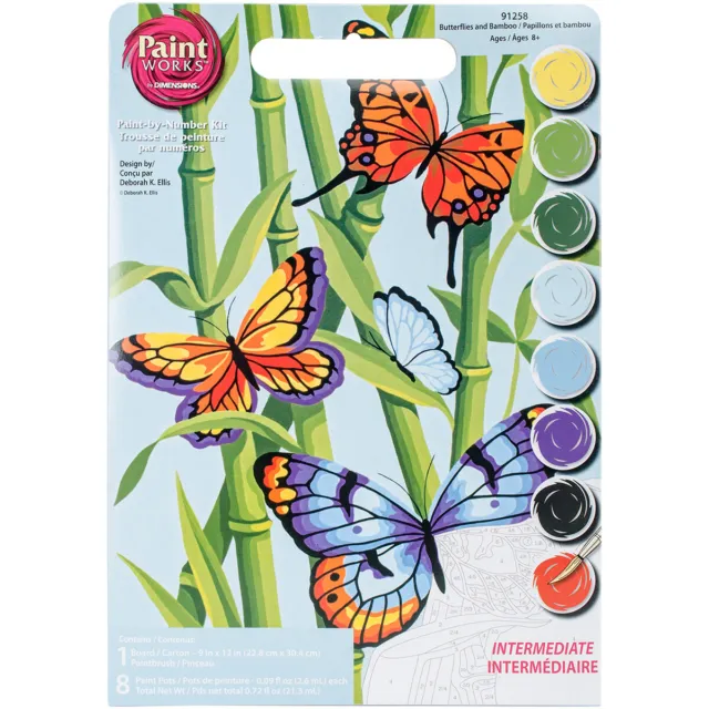 Paint Works Paint By Number Kit 9"X12"-Butterflies & Bamboo 91258