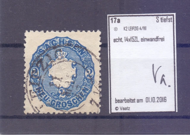 Altdeutschland "Sachsen"    1863   MiNr.   17a   gestempelt, gepr. BPP