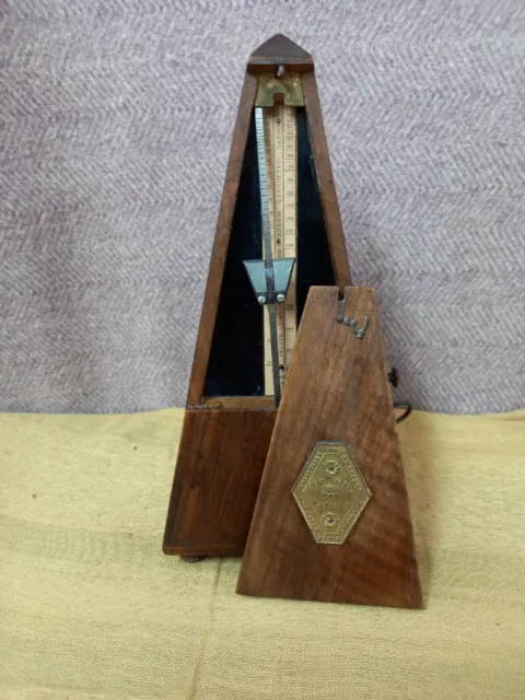 Vintage Selon Maelzel Metronome France Paris With Bell Wooden Case. Free UK P&P