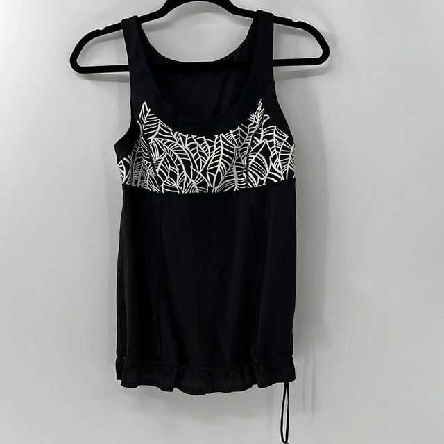 Lululemon run Ta Ta Topper tank top Black / Pretty Palm Black Angel Wing size 8