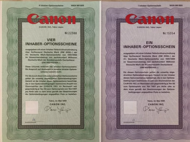 2 x Canon - Foto - Film - Elektrik - 2 x Inhaber Optionsscheine nicht entwertet