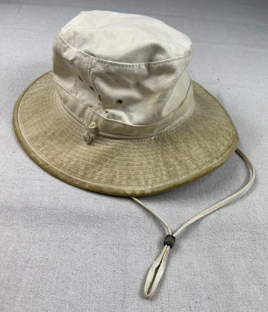 VINTAGE LL BEAN Canvas Safari Hat USA Hiking Camp Jungle Tour Beige