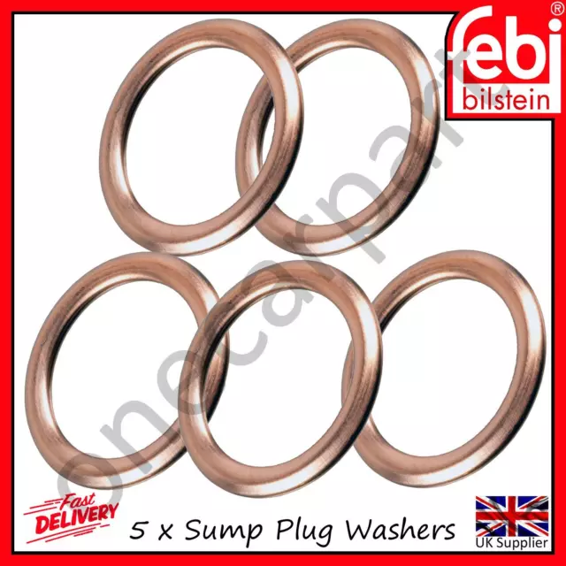 5 Oil Drain Plug Sealing Washers Febi 44850 - For Mini Peugeot Renault Vauxhall