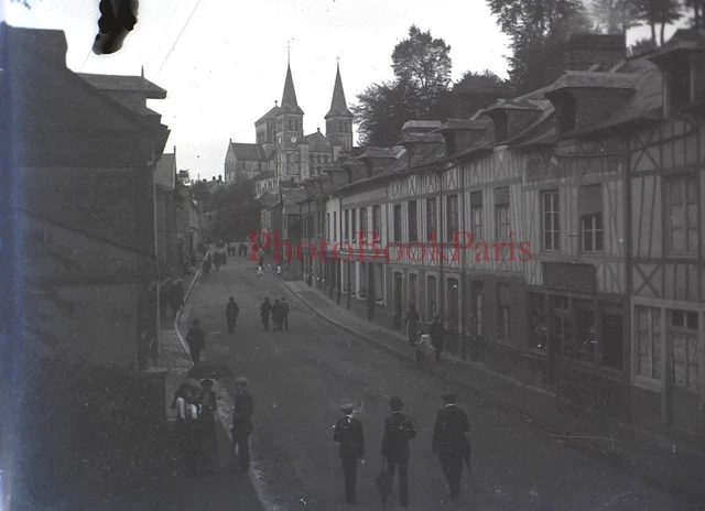 Ville à identifier c1930 Photo NEGATIVE Plaque de verre Stereo Vintage V33L25n39