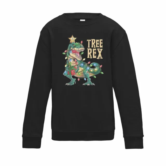 Felpa Rex albero dinosauro di Natale bambini | Divertente festa maglione regalo di Natale
