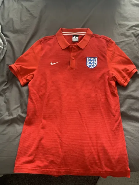 Nike England National Football Team 2016 Red Polo Shirt Size Large Mens