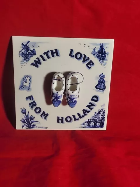 WITH LOVE FROM HOLLAND CERAMIC HAND PAINTED  WALL TILE 6”x6” ROYAL MOSA HOLLAND